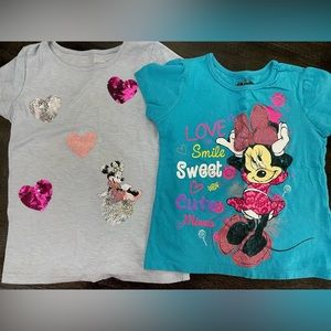 3 shirts and a skirt. Girls size 5 Minnie Mouse